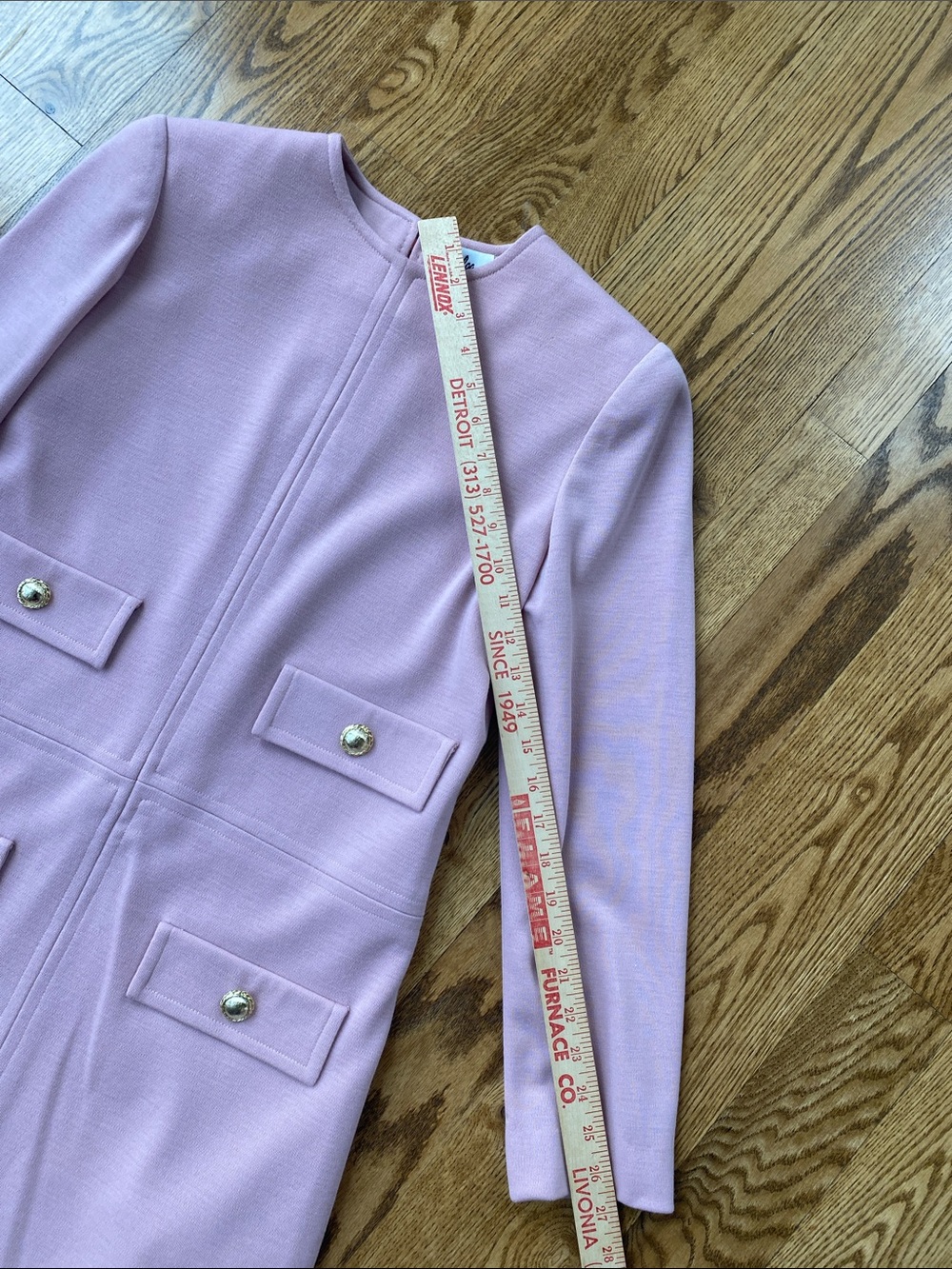 Vintage Helga powder pink Jackie O First Lady dress faux pocket size medium knit - Picture 12 of 16